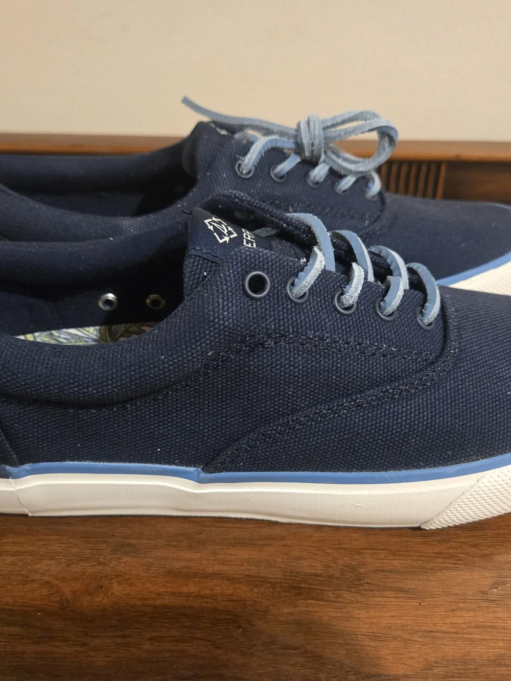 Sperry Men's Navy Canvas Boat Shoes with Light Blue Accents